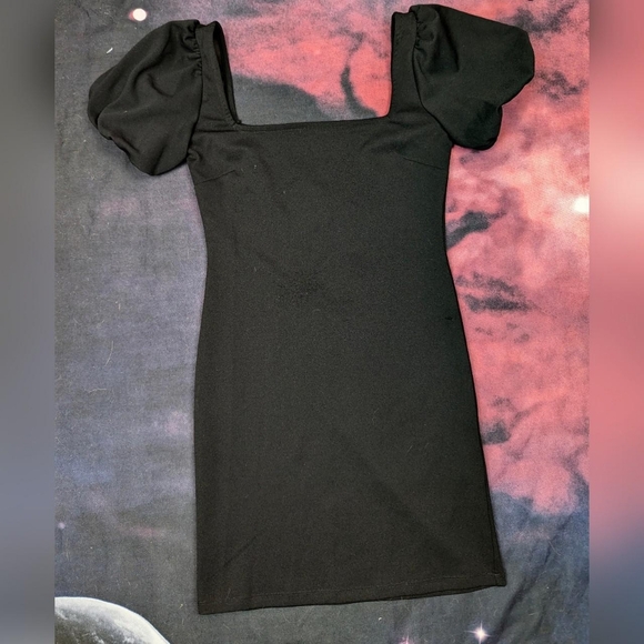 Forever 21 Black Puff Sleeve Bodycon Dress - Picture 2 of 5